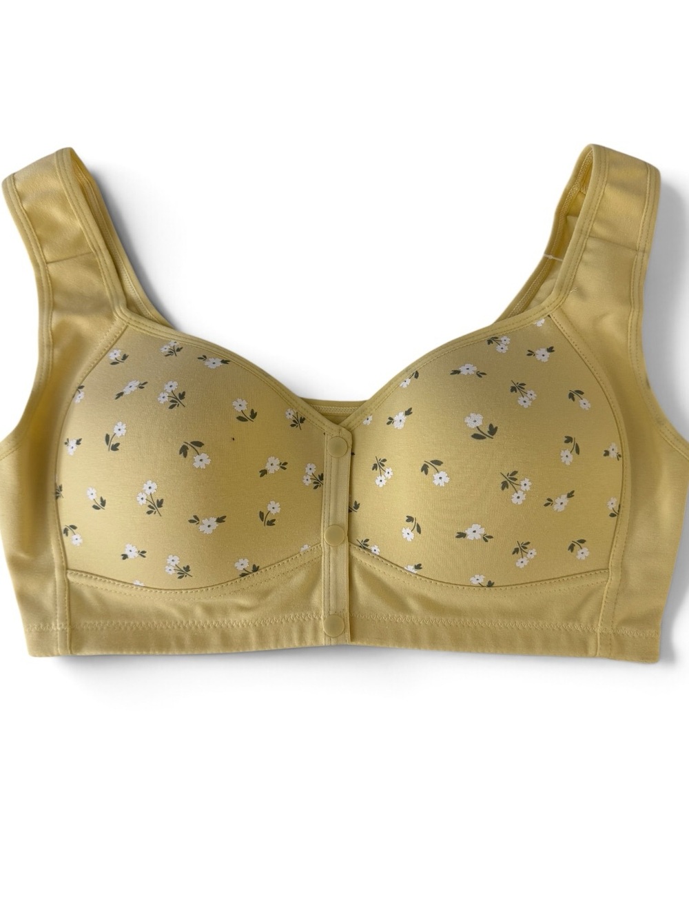 Daisy Front-Closure Floral Bra - Yellow with White Daisies - Size 2XL!!